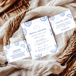 Romantic Blue Toile Garden Bridal Shower Invitation