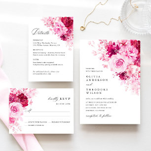 Hot Pink Floral Wedding Hotel Details Enclosure Card