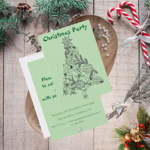 Festive Green Tree Christmas Party Snacks  Pedestal Sign