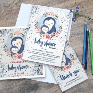 Penguin Boy Baby Virtual Shower Invitation