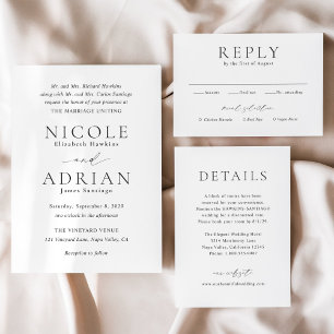 Nicole White Elegant Wedding Invitation
