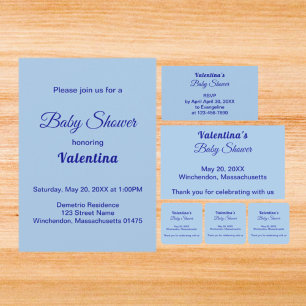 Typography Style Minimalist Light Blue Baby Shower Invitation