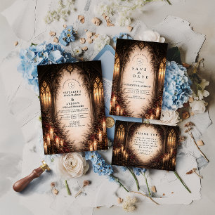 Gothic Cathedral Candlelight Wedding RSVP Card