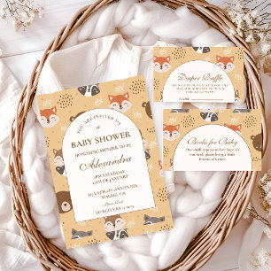 Cozy Forest Animals Diapper Raffle Enclosure Card