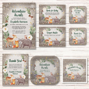 Winter Woodland Animals Books For Baby Shower Enclosure Card