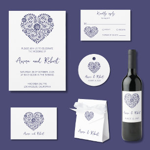 MEXICAN TALAVERA HEART SAVE THE DATE POSTCARD