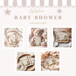 Boho Cowgirl Boots Baby Shower Invitation