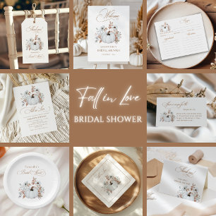 Fall White Pumpkin Bridal Shower Recipe Card