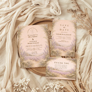 Lavender Field Countryside Wedding RSVP Card