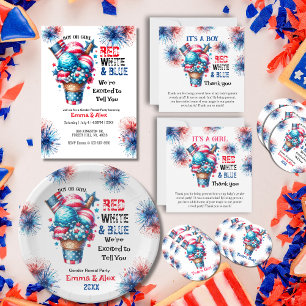 4th July Ice cream Gender Reveal  Invitation