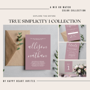 True Simplicity Peacock Teal Minimalist Wedding Invitation