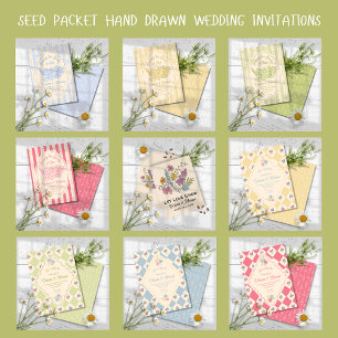 Flower Seed Packet Hand Drawn Save the Date