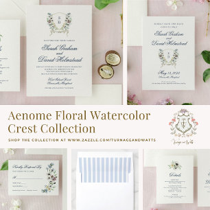 Monogram Watercolor Floral Creat Save the Date