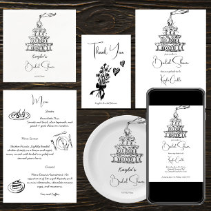 Handdrawn champagne tower minimalist save the date square paper coaster