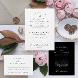 Tuxedo Formal Classic Calligraphy Wedding Details Enclosure Card