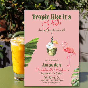 Tropical Hot Pink Palm Springs Bachelorette Party Wine Label
