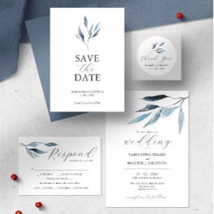 Dusty Blue Wedding Save The Date Invitations