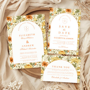 Rustic Vintage Floral Wedding Thank You Card