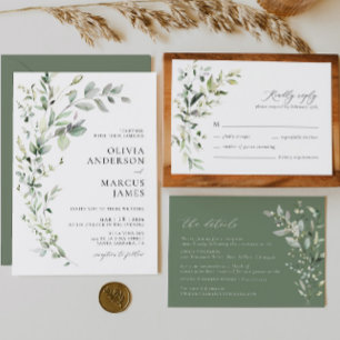 Boho Sage Greenery Botanical Wedding RSVP Card