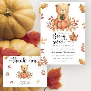 Fall bear with pumpkin - books for baby ticket enclosure card