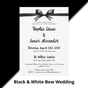 Black & White Bow   Elegant Wedding   Monochrome Enclosure Card