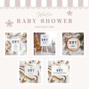 Blue Clothesline Baby Shower Invitation