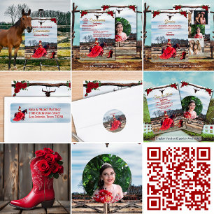 Masquerade Ranch Quinceañera Custom Photo & Name Save The Date