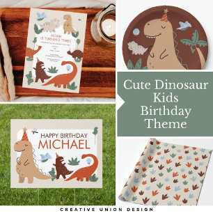 Cute Dinosaur Feet Birthday Party Wrapping Paper