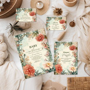 Baby in Bloom Floral Wildflower Diapper Raffle Enclosure Card