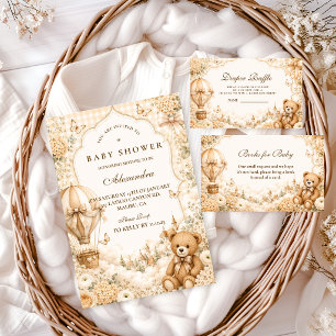 Elegant Brown Bear Diaper Raffle Enclosure Card