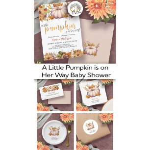 A Little Pumpkin Autumn Fall Floral Baby Shower Napkin
