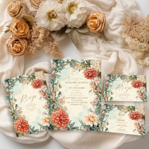 Decorative Victorian Royal Floral Wedding  Invitation