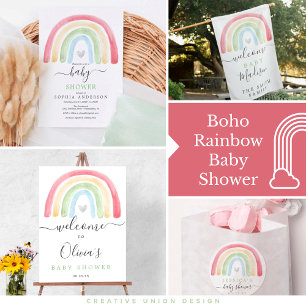 Boho Rainbow Display Shower Baby Shower Card