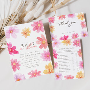 Vibrant Summer Baby in Bloom Floral Wildflower Thank You Card