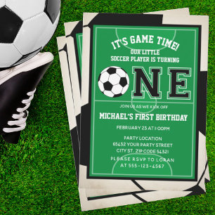 Soccer First Birthday Party Invitation