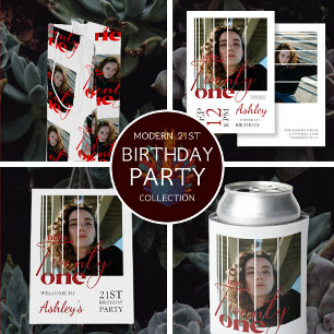 Hello Twenty One Modern Image 21st Birthday Invitation