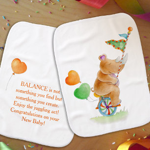 Elephant rhino watercolor green brown baby shower invitation