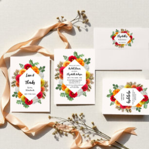 Autumn Dahlia Floral Fall Bridal Shower Invitation