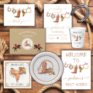 Cowboy western 1st Rodeo Birthday Bronco Bucking Invitation