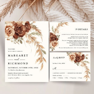 Boho Rusty Terracotta Floral Wedding Detail Enclosure Card