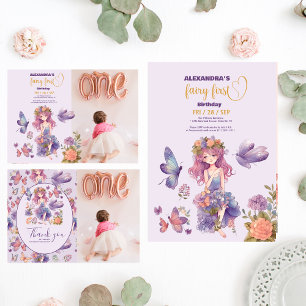 Fairy First Enchanted Woodland 1st Birthday Invitation