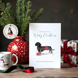 Woofy Christmas Cute Watercolor Naughty Dogs Wrapping Paper