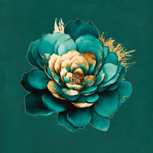 Elegant Teal and Gold Floral Wedding Shower Invita Invitation
