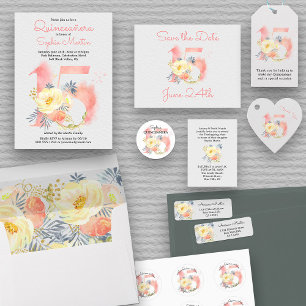 Quinceanera Blush Pink Floral Number 15 Thank You Favour Tags