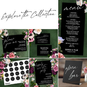 Modern Script Please Join Us Black Wedding Invitation
