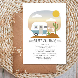Budget Blue Camper Desert Baby Shower