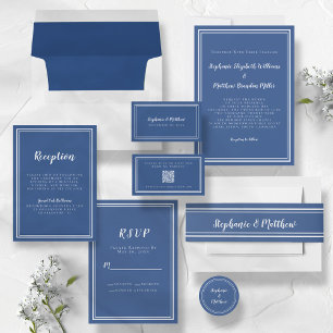 Wedding RSVP Classic Blue Simple Chic Minimalist