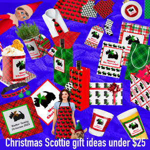 Black Scotty Dog Tartan Plaid Christmas Shot Glass