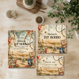 Rodeo Boots & Cactus 1st Birthday Invitation