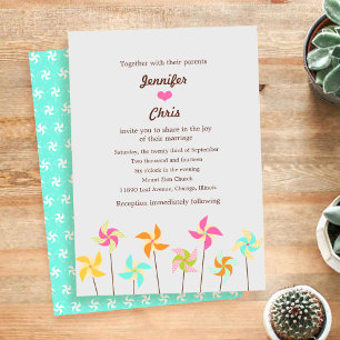 Colourful Pinwheel Themed Wedding Enclosure Card